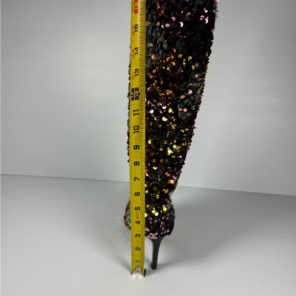 Azalea Wang Jimena3 Multi Sequin Knee High Heel Boots Disco Festival Party Sz 6 - Picture 6 of 6